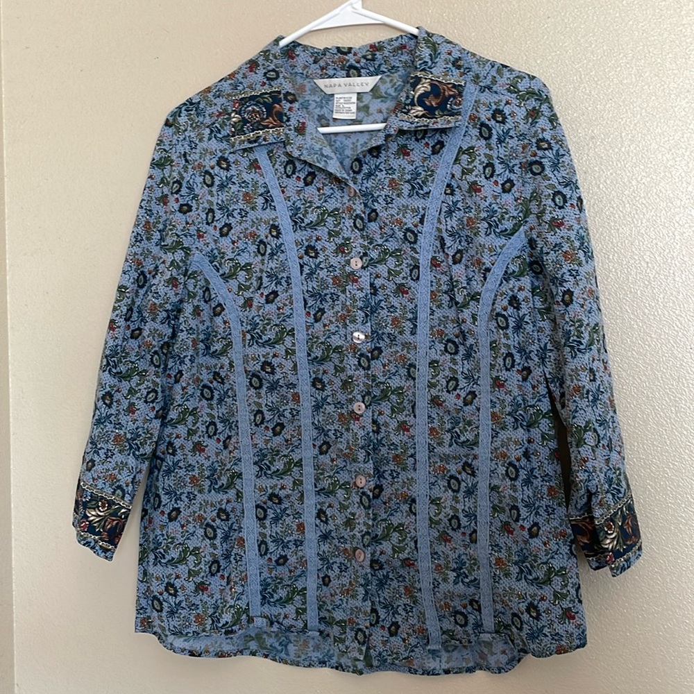 Napa Valley Quarter Sleeve Button Up Blouse Size Large‎